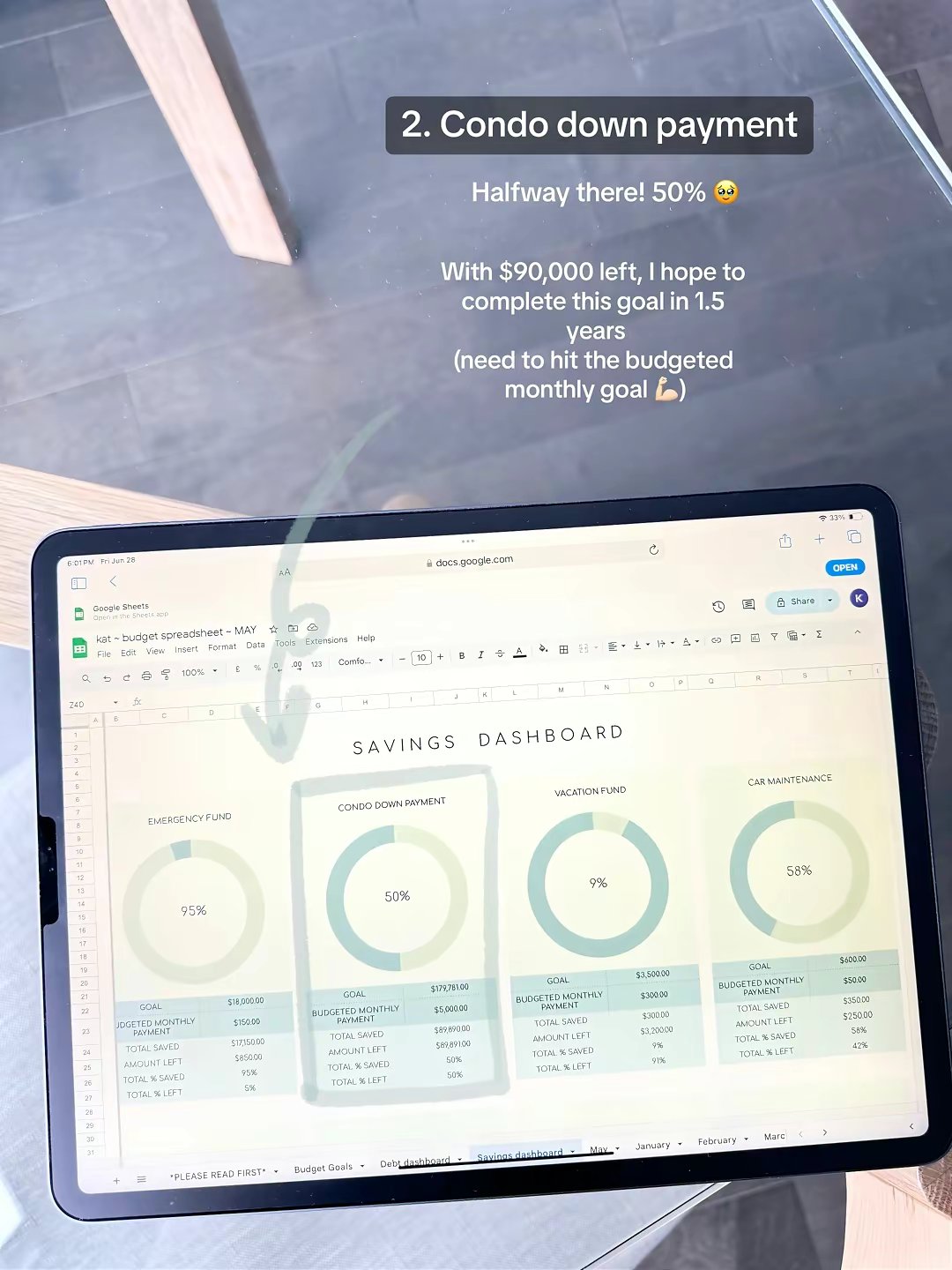 Budget Spreadsheet Template by @katmoneybudget slide 3