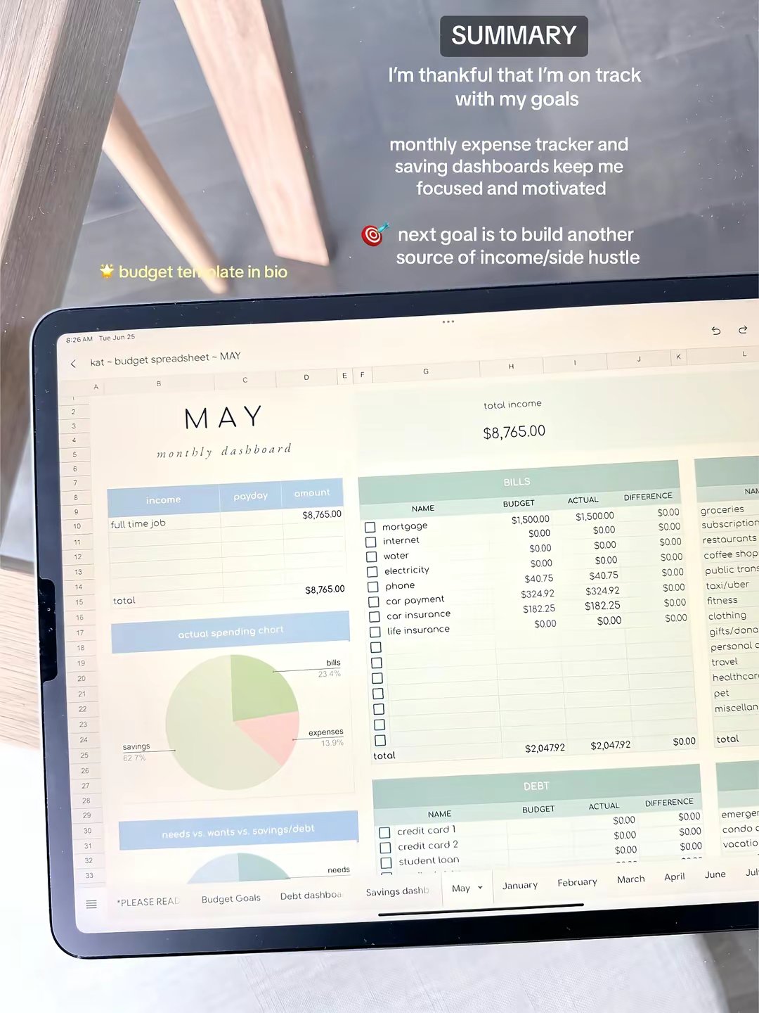 Budget Spreadsheet Template by @katmoneybudget slide 6