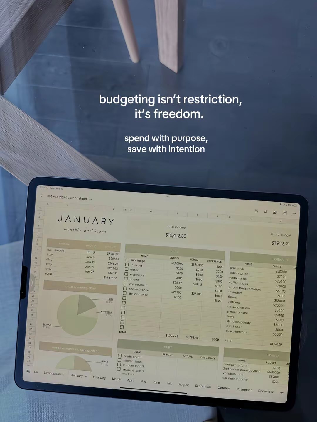 Budget Spreadsheet Template by @katmoneybudget slide 3