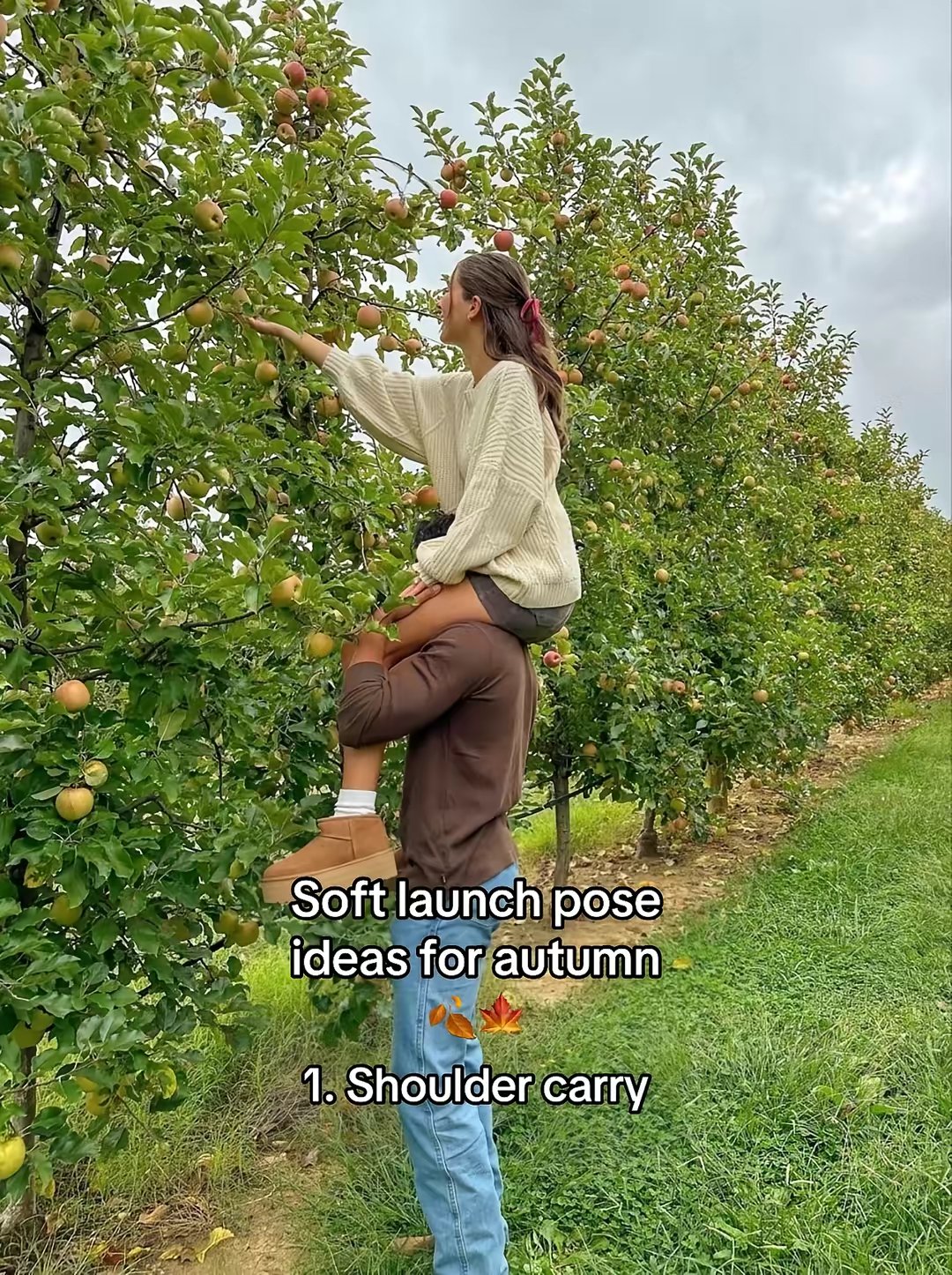 Soft launch pose ideas for autumn
1. Shoulder carry